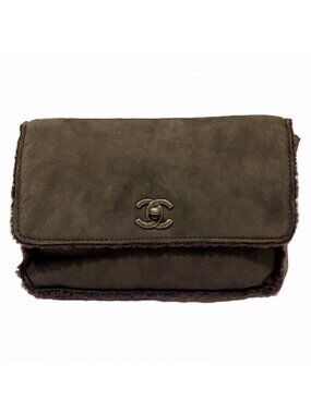 Chanel CC Logo Shearling Clutch